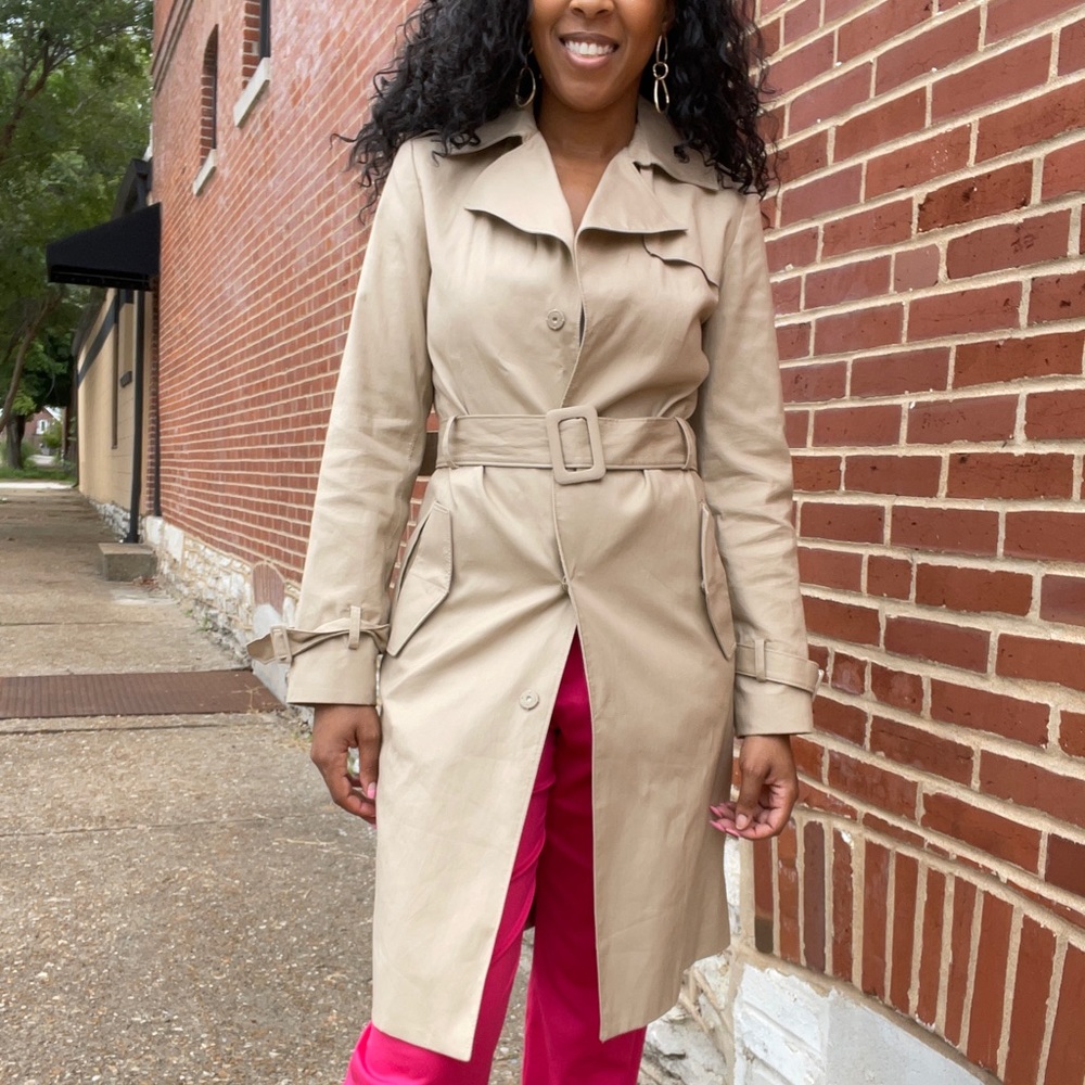 Kenneth Cole Tan Trench Coat with Belted Waist